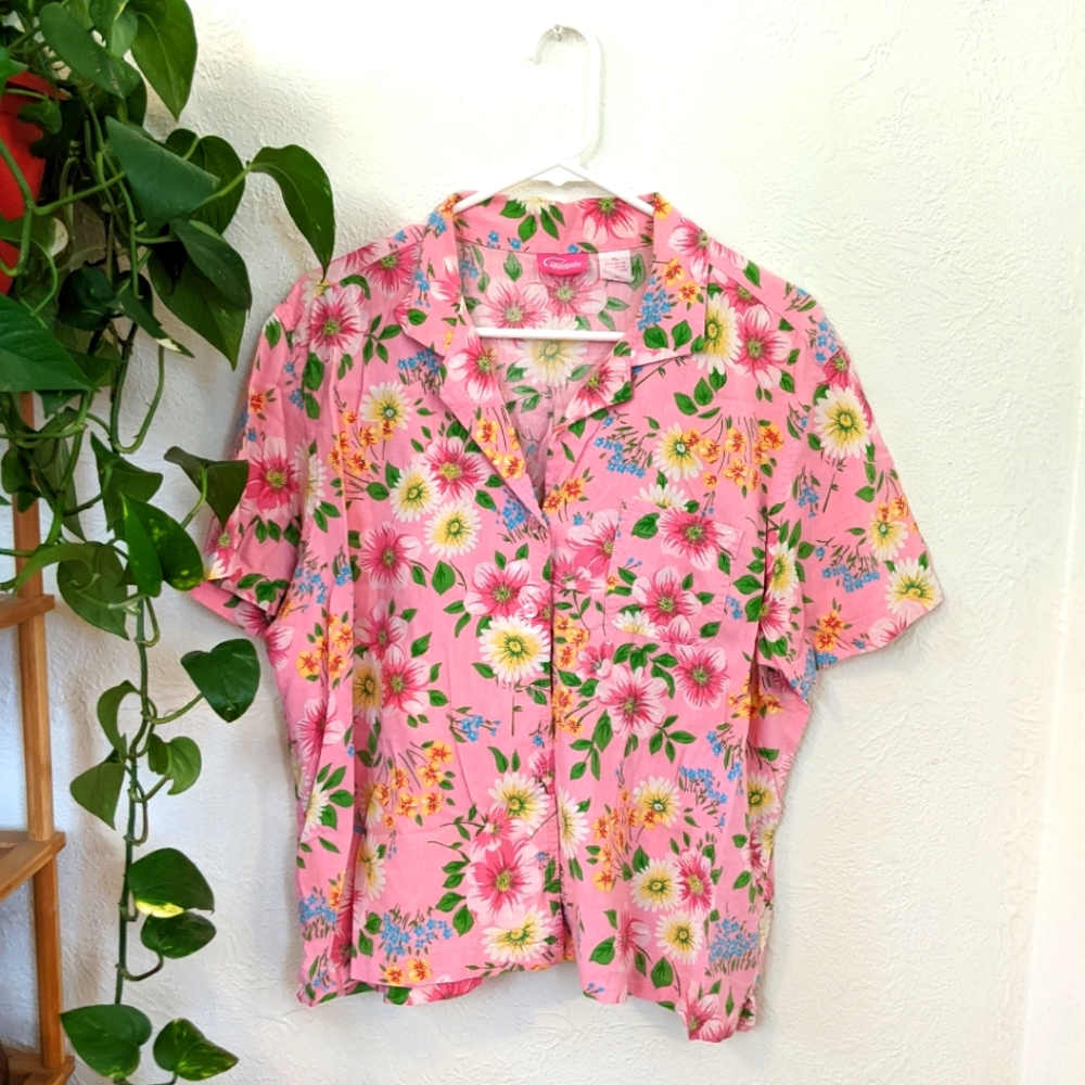 Pink Floral Button Up